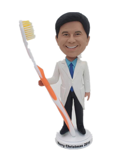Personalized bobblehead doll Male Dentist With A Big Size Toothbrush