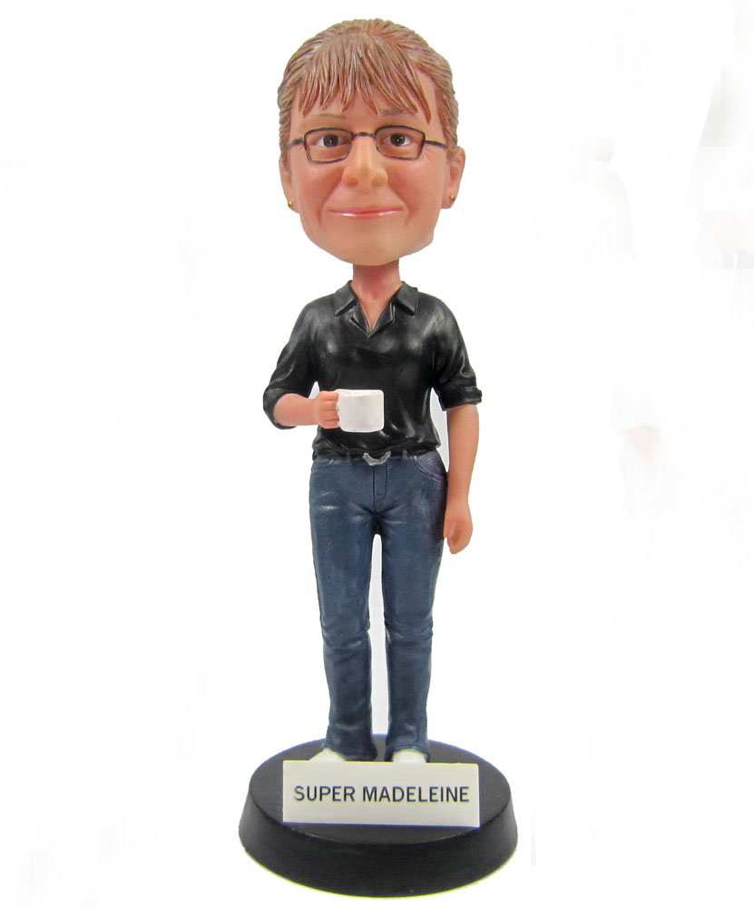 Cheap bobble  Heads female with a cup