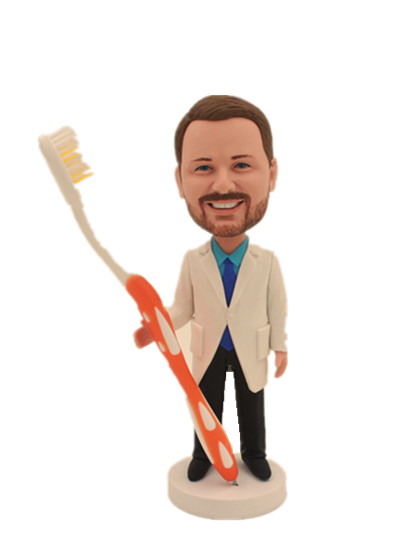 Personalized bobblehead doll Male Dentist With A Big Size Toothbrush
