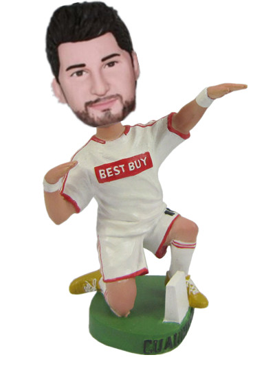 Soccer bobble heads with victory pose