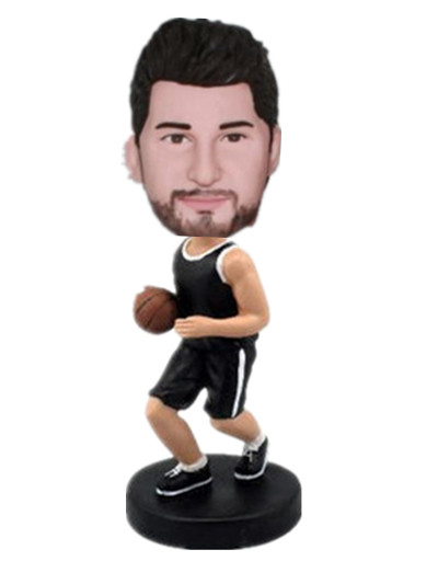  Basketball Player Dribbling With Black Uniform Bobblehead Custom made bobblehead dolls 