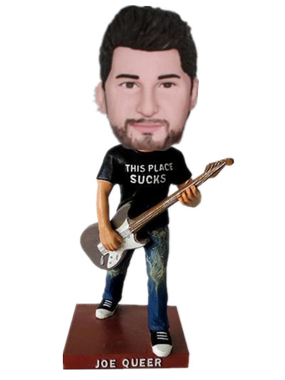 playing guitar male bobblehead doll