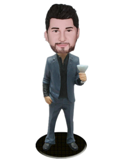 Customize casual Bobble Head WITH cocktail glass