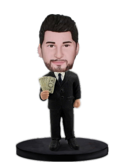 Rich Man holding cash custom Bobblehead