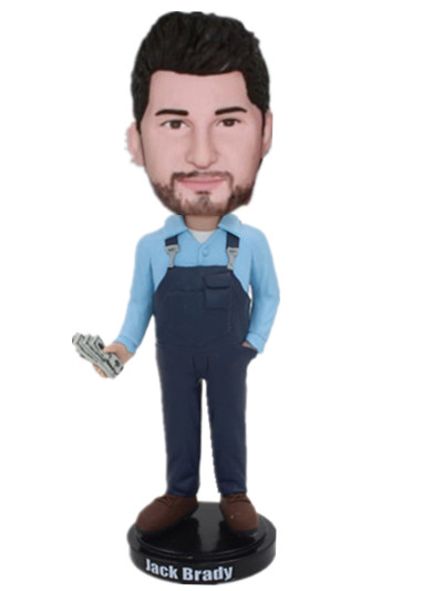 Rich man with cash in hand custom boss bobble heads