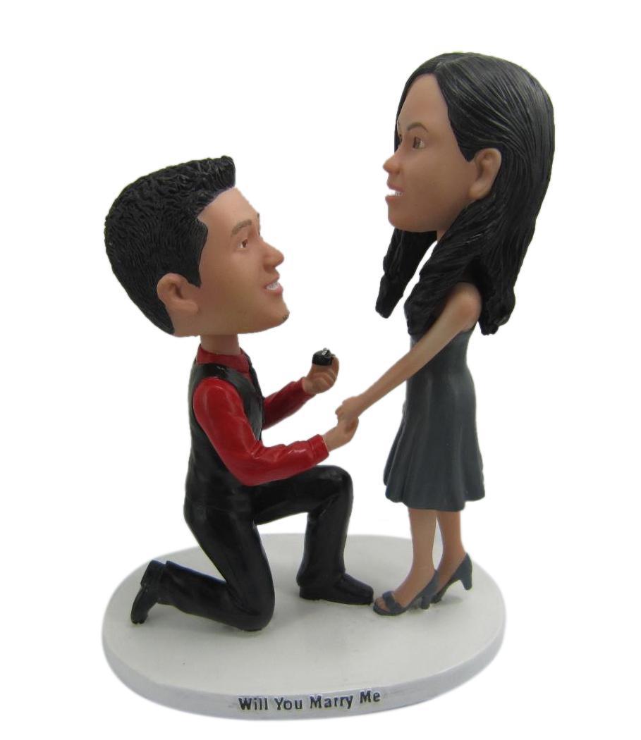 Personalize bobblehead doll marry me wedding cake toppers