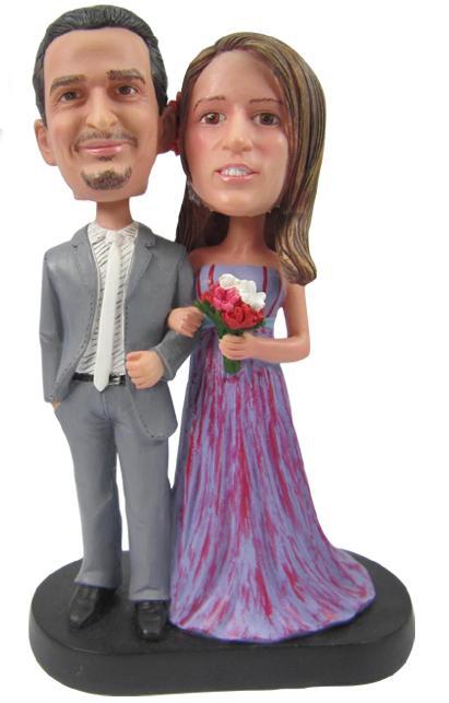Personalizebobble head sweet couple cake toppers 
