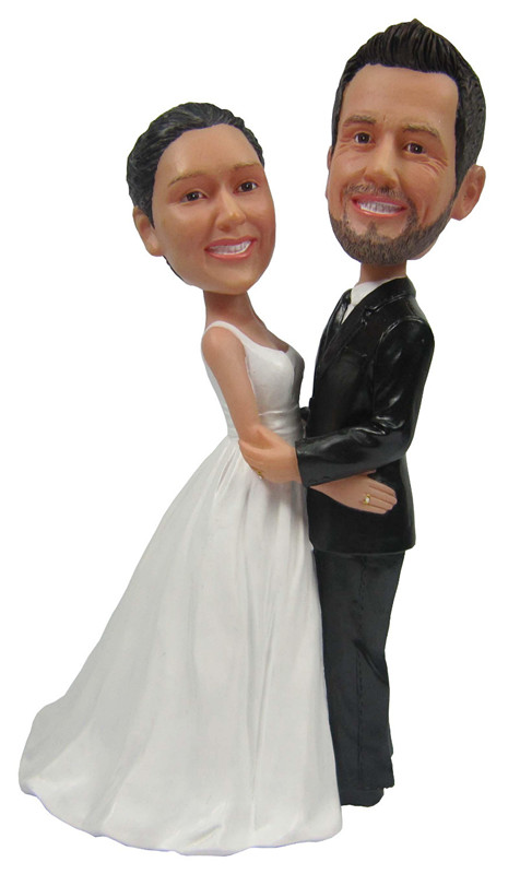 Personalized bobble head doll hug me wedding cake toppers