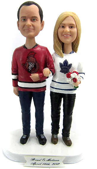 Custom Bobble head Hockey Fans Wedding Cake Toppers
