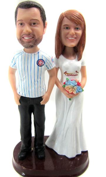 Baseball Fan Couple Wedding Cake Toppers
