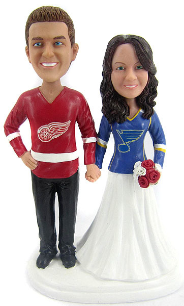 Custom Hockey Sport Jersey Wedding Cake Toppers