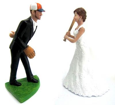 Custom Pitching Baseball Wedding Cake Toppers