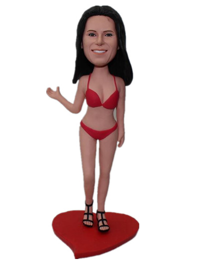 Sex Lady In Red  Swimwear Custom Bobble Head