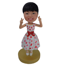 Lovely girl dressed in a dress custom bobblehead dolls