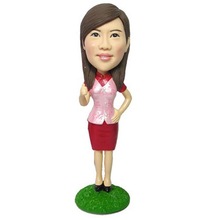 Custom bobblehead lady in red suit