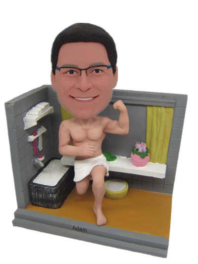 Custom Figurines  Man in bathroom custom bobbleheads