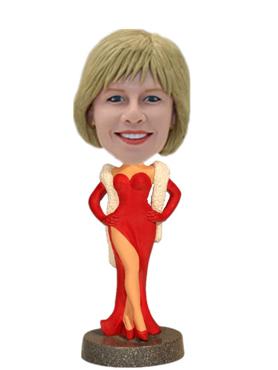 Sex Lady in red dress bobble heads
