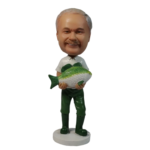 Male Holding A Fish Casual Bobbleheads