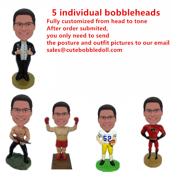 5 individual custom bobble heads