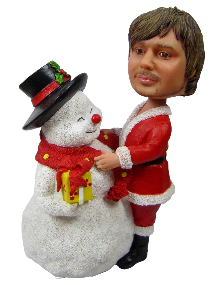 Christmas Bobble head male with a snowman