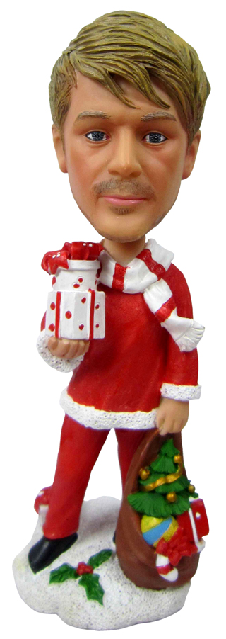 Christmas Man With Some Gift Custom Bobble Head Doll