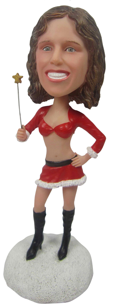Christmas Lady Holding A Star Christmas Gift Custom Bobblehead