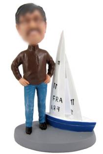 Man with a sailboat custom bobblehead doll