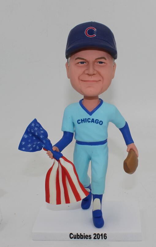 Baseball Running Catcher With American Flag custom bobble head