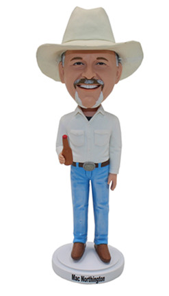 Cowboy Man with a cowboy hat and beer in hand bobbleheads