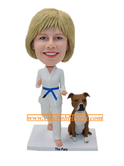 Taekwondo Bobblehead Female With Her Pet