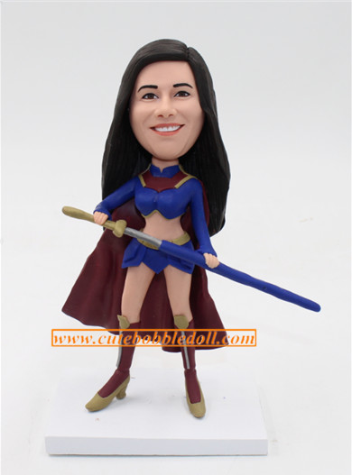 Supergirl with a sword star wars custom bobble head doll