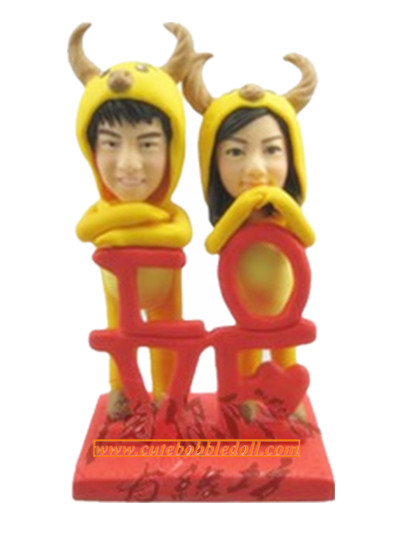 Custom Wedding Cake Toppers Couple In Cow Body Valentines Gift