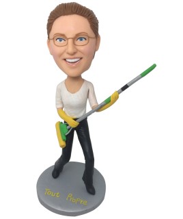 Funny Bobblehead Playing With A Broom Mother Bobble heads