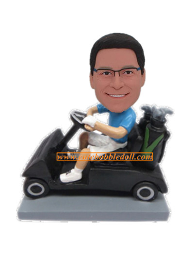 Custom Bobblehead Man In Golf Car