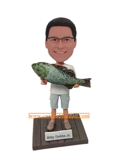 Man Holding A Fish Custom Bobblehead