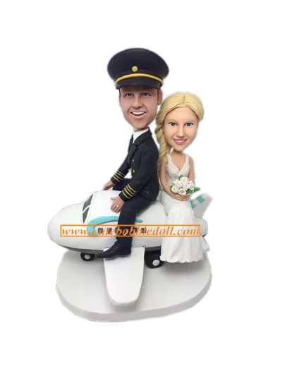 Wedding Cake Topper Coule On Plane