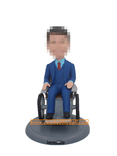 Custom Bobblehead Man Sitting In Wheelchair