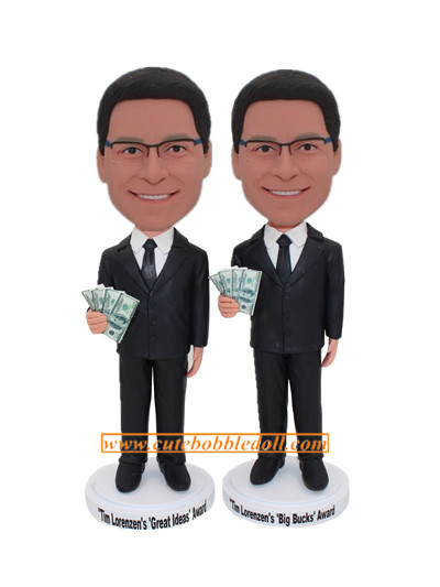 Couple Custom Rich Man Bobblehead With Cash In Hand 