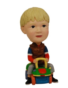 child on ride on toy car custom bobble head