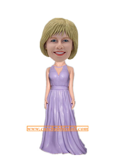 Custom bobblehead lady in purple dress