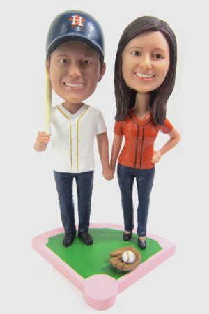 Custom Baseball Fans Couple Bobblehead