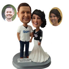 personalized custom wedding bobblehead couple in jersey tops