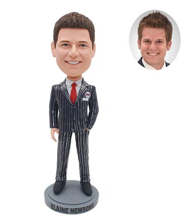 man in Striped suit with hand in pocket business man custom bobblehead