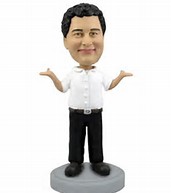 Casual male in white shirt bobble head doll