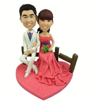 Premium wedding cake toppers couple custom bobble head 