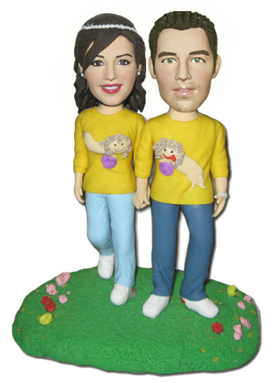 Premium wedding couple custom bobblehead doll hand in hand