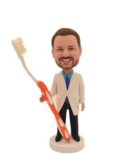 Personalized bobblehead doll Male Dentist With A Big Size Toothbrush