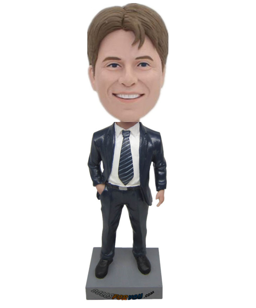 male marvel bobble heads in black suit