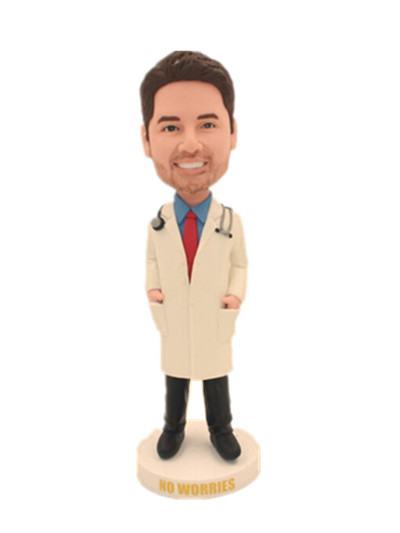 custom bobble head Doctor In Long Coat With Stethoscope