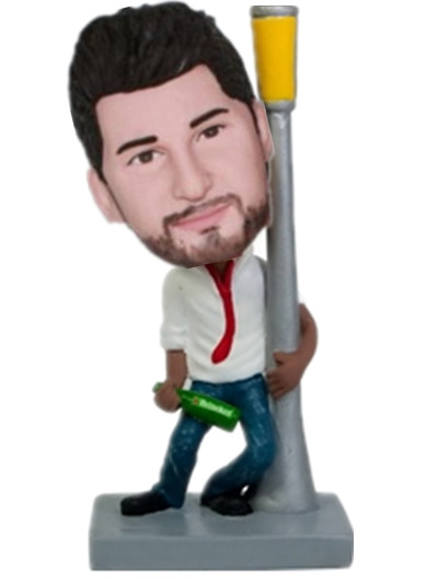 Drinking Man Leaning On Lamp Post Custom Bobble Head doll